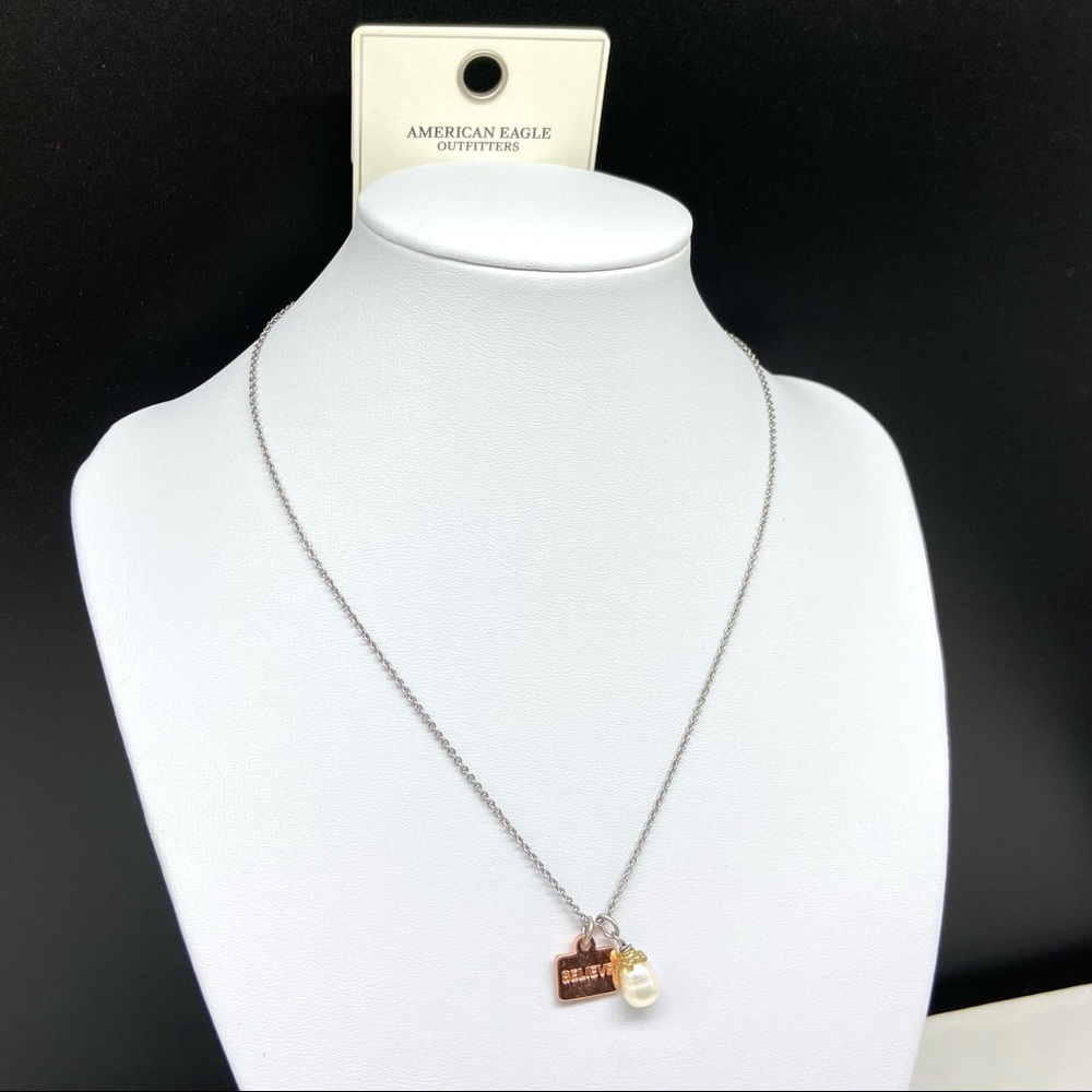NEW American Eagle AEO Believe Pearl Necklace - Picture 3 of 4
